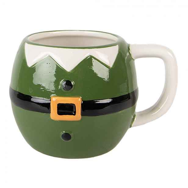 Zelený keramický hrnek Santa Claus - 14*11*9 cm / 450 ml Clayre & Eef