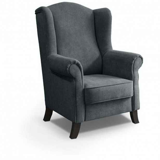 Beautysofa KŘESLO UŠÁK Leonardo tmavě šedé
