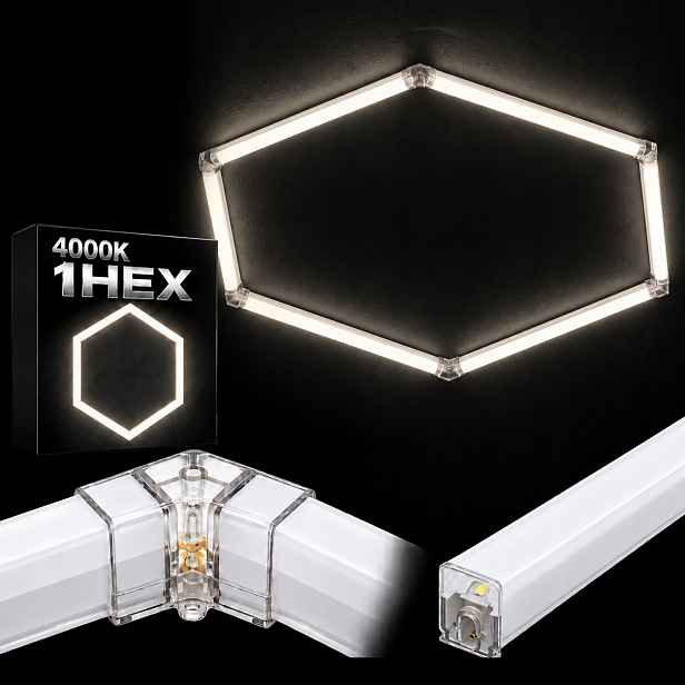 Stropní Led lampa bílá 4000K 42W 92x79 Cm garážová dílna HEX1 výkonná