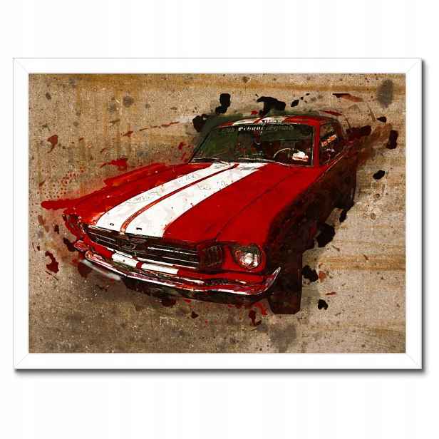 Plakáty v rámu 40x30 Červený Ford Mustang Usa