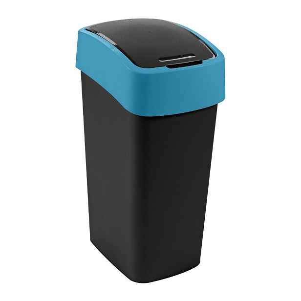 Černý/modrý plastový odpadkový koš na tříděný odpad 45 l Flip Bin – Curver