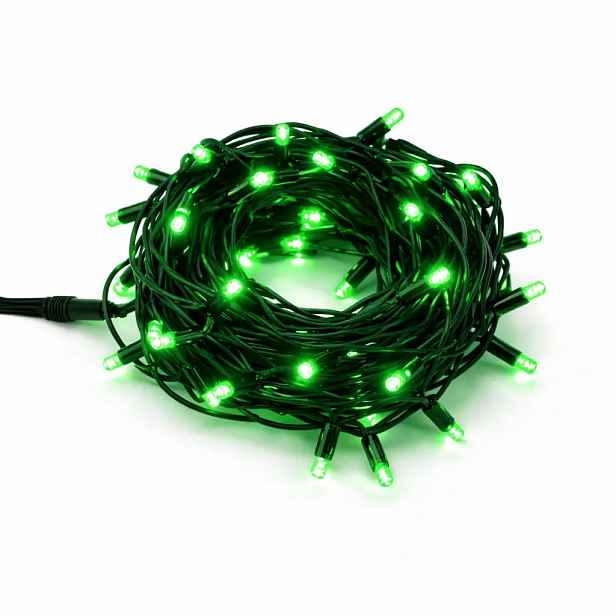 Easy Fix LED světelný řetěz, 5 m, venkovní, zelený, 50 diod, černý kabel, IP67