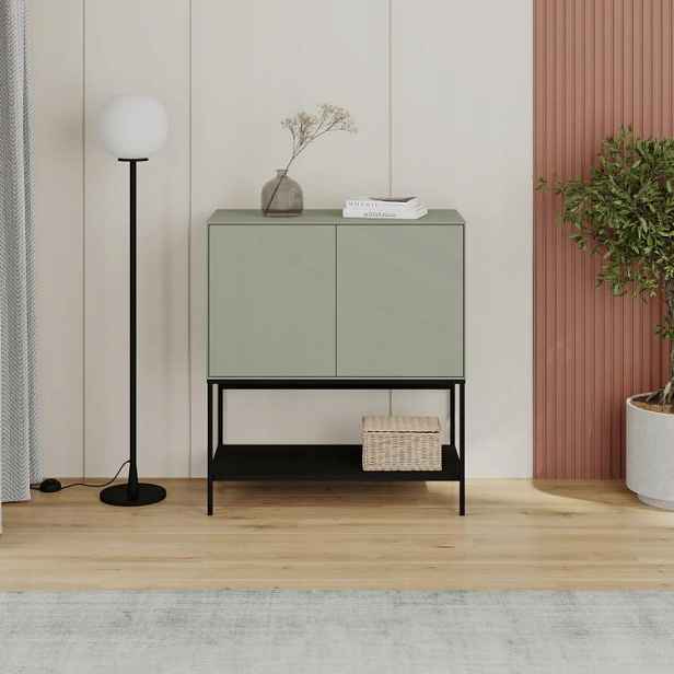 Komoda Houseland Amira 80 cm šedo-zelená