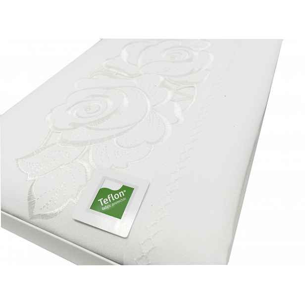 Teflonový ubrus odolný proti skvrnám 110x160 elegantní bílá barva s výšivkou, růže