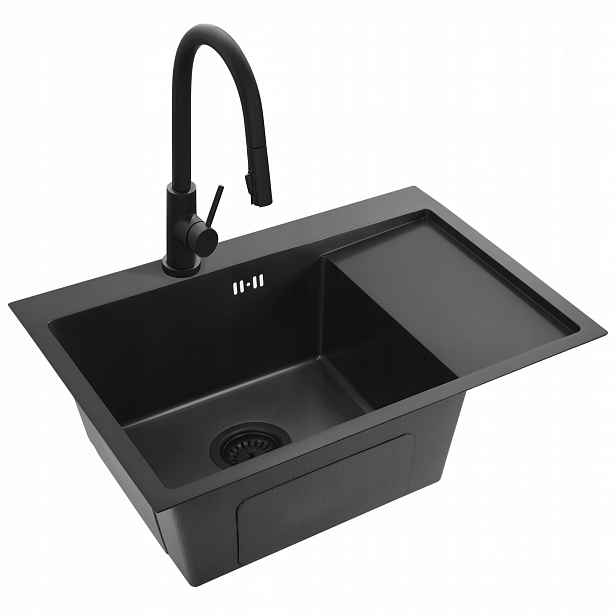 Rea Dřez Fin Black Baterie Fresh Black