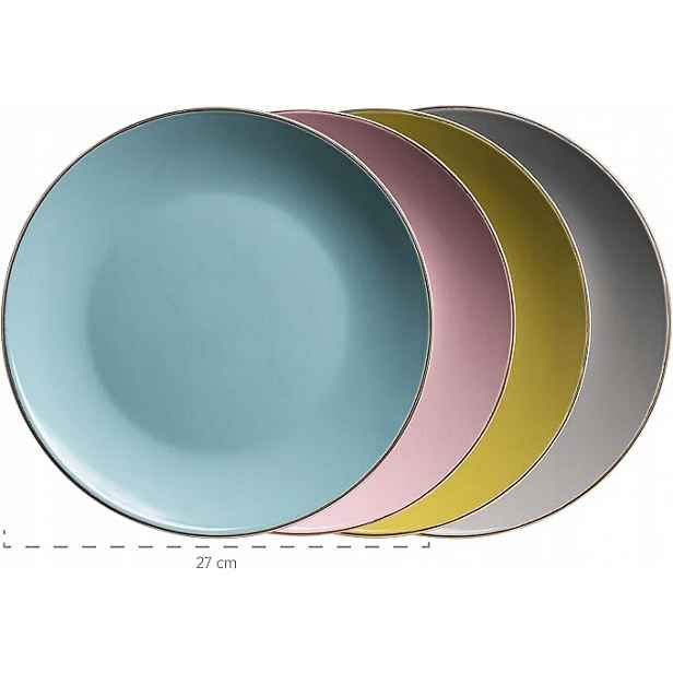 Mäser Metallic Rim, jídelní souprava, kamenina, 16 ks, čtyři barvy
