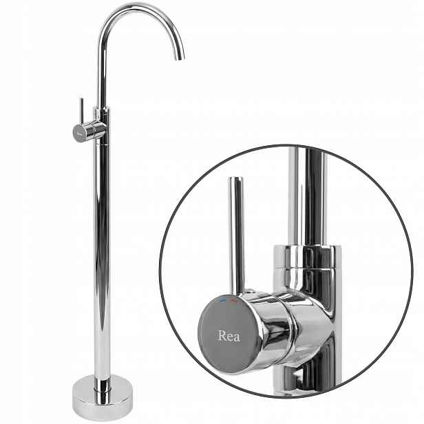 Podlahová umyvadlová baterie Chrom 107,5 cm Rea Lungo Výtokové Ramínko Pohyblivá 20 cm