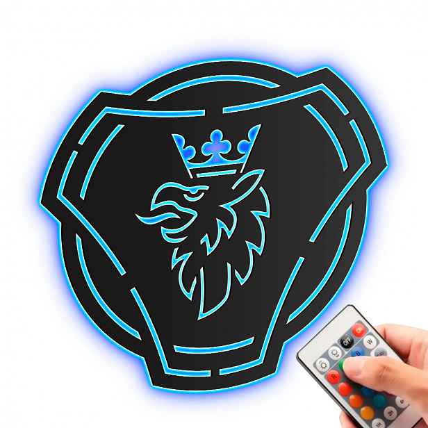 Scania logo Dřevěný 3D obraz Noční Lampa Led Dárek Rgb dálkové ovládání
