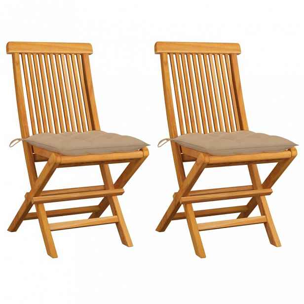 Skládací zahradní židle s poduškami 2 ks teak