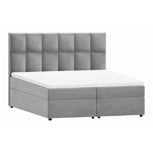 Světle šedá boxspring postel s úložným prostorem 160x200 cm Flip – Ropez