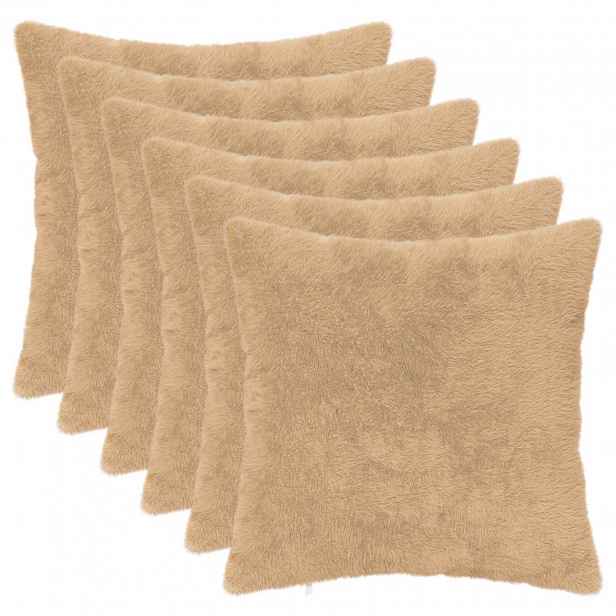 vidaXL Povlak na polštář 6 ks HEERLEN Krémová 30 x 30 cm Umělá králičí