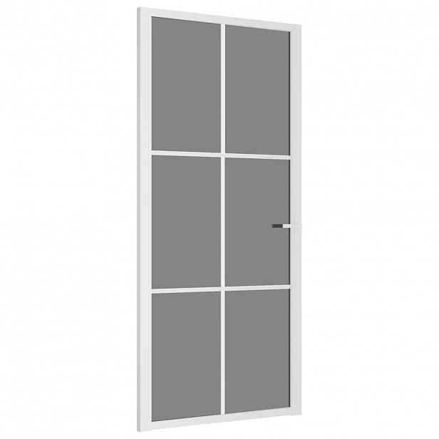 vidaXL Interiérové dveře 93 x 201,5 cm bílé ESG sklo a hliník