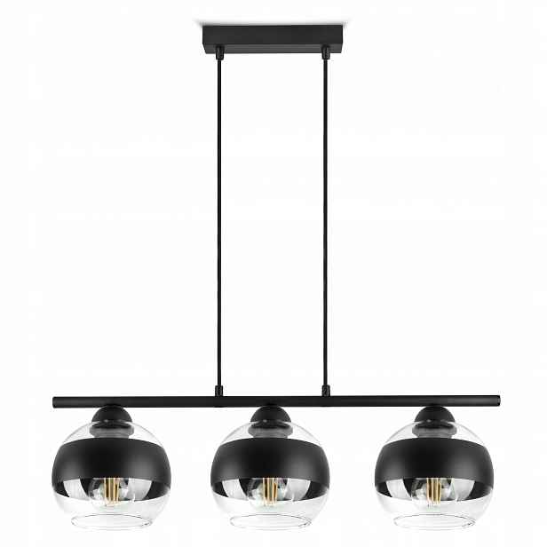Závěsná stropní lampa Lustr Černá Skleněné Koule Černý Belt BZR3 Led E27