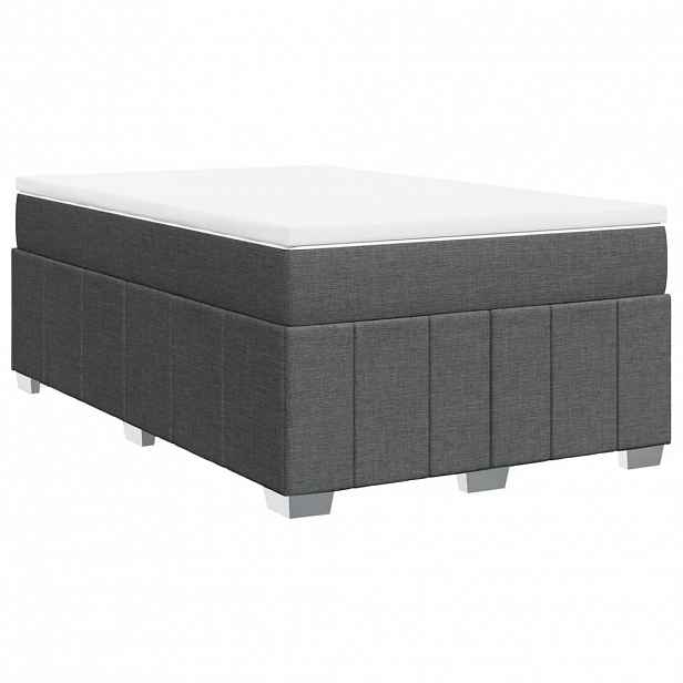 vidaXL Box spring postel s matrací tmavě šedá 120x200 cm textil