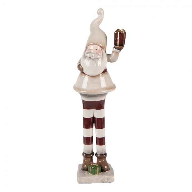 Béžová keramická dekorace Santa Claus ChrisMs - 9*8*30 cm Clayre & Eef