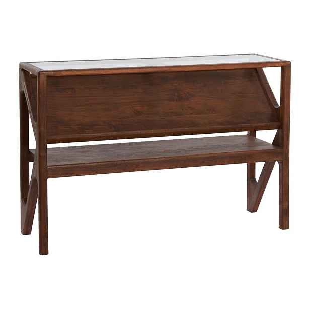 Konzolový stolek se skleněnou deskou v přírodní barvě 41x119 cm Yuki – Light & Living