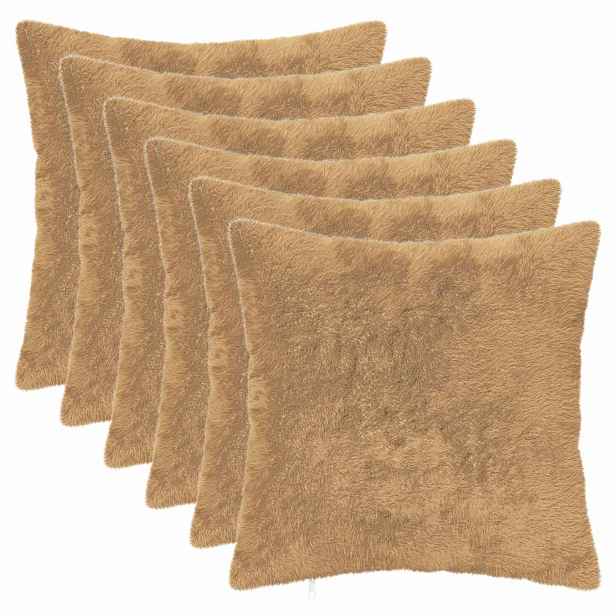 vidaXL Povlak na polštář 6 ks HEERLEN Taupe 30 x 30 cm Umělá králičí