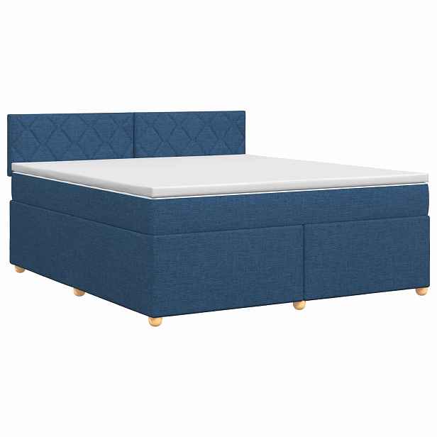 vidaXL Postel boxspring s matrací s čelo Modrá 140 x 190 cm Textil