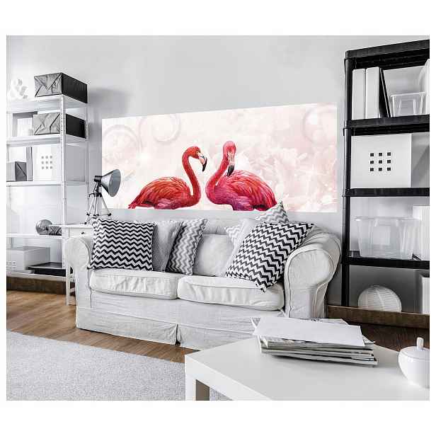 Fototapeta Plameňáci Růžová elegance a pastelový klid 250x104 lepidlo