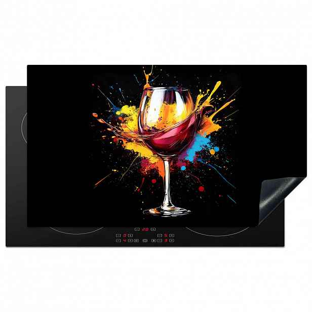 MuchoWow KRYT NA INDUKČNÍ DESKU Víno - sklo - graffiti - nápoj - červená - barva 91.2x52 cm
