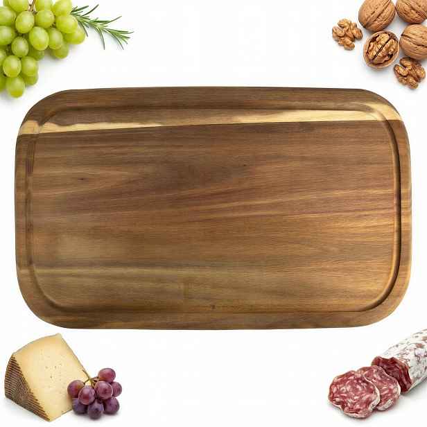 Podnos Dřevěné Prkénko Na Servírování Sýrů Podávání Pokrmů Akácie Talíř 49X28