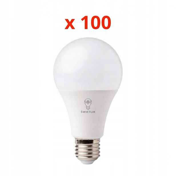 Sada 100 kusů Led žárovek A60 E27 10W Barva Bílá Studená