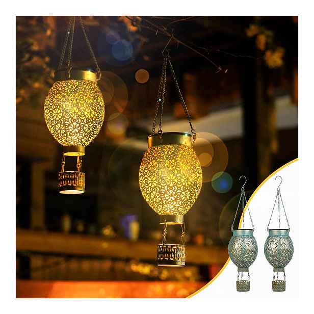 Solární zahradní lampy, závěsné Led lampy IP65, teplé světlo, 2 kusy
