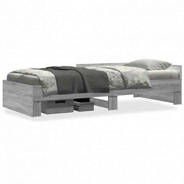 vidaXL Rám postele šedý sonoma 75 x 190 cm kompozitní dřevo