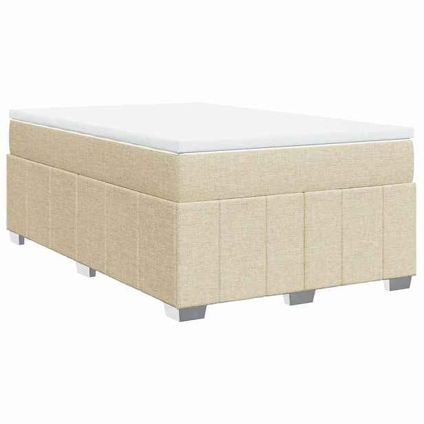 vidaXL Box spring postel s matrací krémová 120x200 cm textil