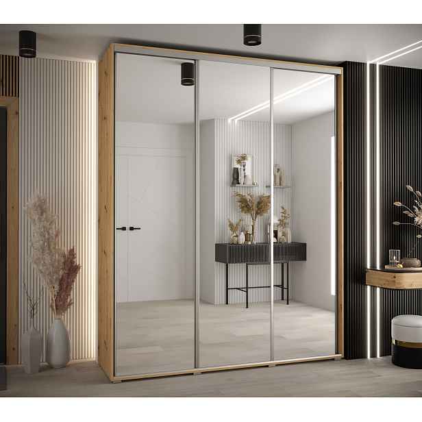 Šatní skříň Cannes 2 - hloubka 60 cm Barva korpusu: Bílá, Rozměry: 170 cm, Dveře: Zrcadlo