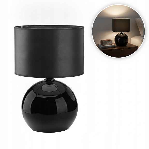 Stolní Noční stolní lampa Palla Černá Abažur E27 Skleněná Tk Lighting