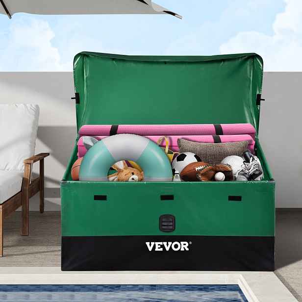 TEMU VEVOR Venkovní úložný box na terasu 100 galonů, voděodolný PE plachta