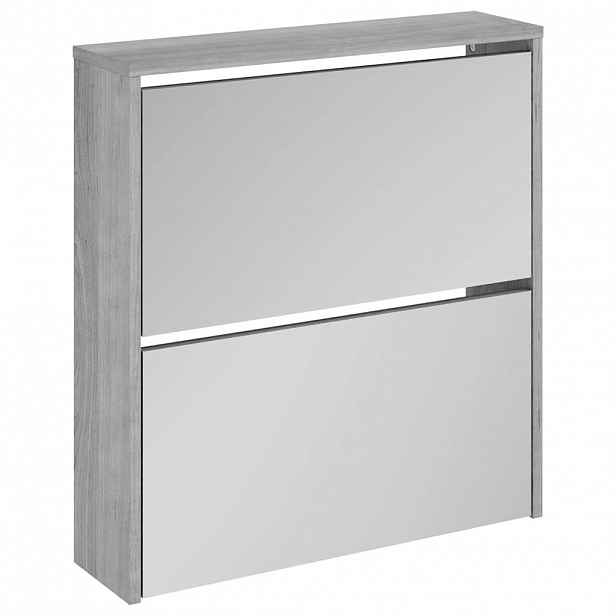 vidaXL Botník se zrcadlem 2patrový šedá sonoma 63 x 17 x 67 cm