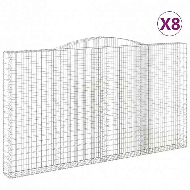 vidaXL Klenuté gabionové koše 8 ks 400x30x220/240cm pozinkované železo