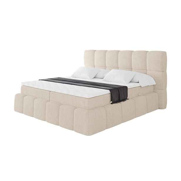 ALTDECOR KONTINENTÁLNÍ POSTEL s matrací H3 - AURI - 200x200 cm Béžová