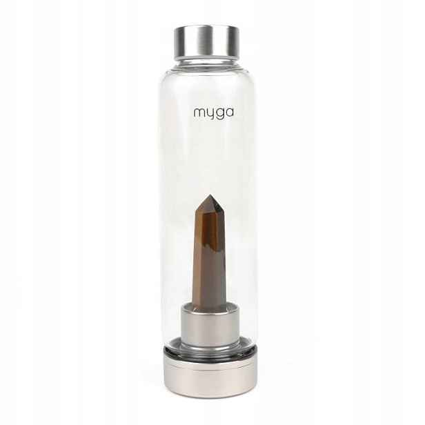 Láhev na vodu Myga, Skleněná, Křišťál Tygří Oko, 500 ml