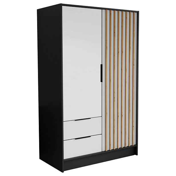 MASSENO ŠATNÍ SKŘÍŇ S OTOČNÝMI DVEŘMI PELOR, 102/200/51 cm moderní 2dveřová, černá