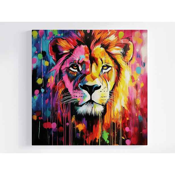 Obraz Na Plátně Plátno Graffiti Urban Street Art Lev Portét Neon 50x50