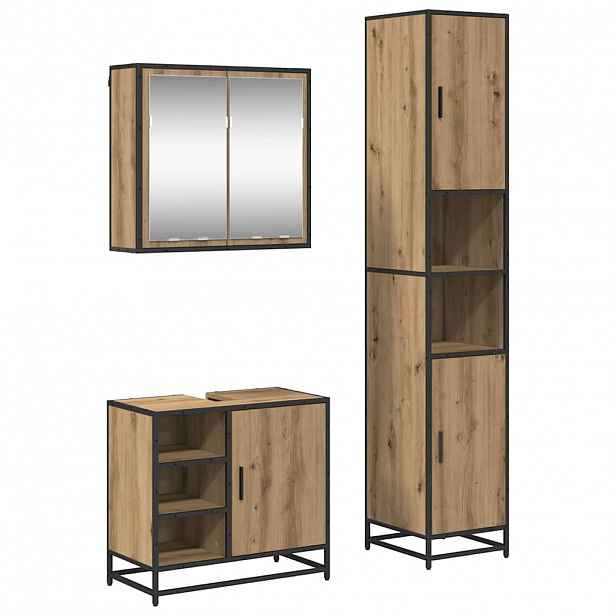 vidaXL Sada koupelnového nábytku 3 ks Artisanový dub 65 x 33 x 60 cm
