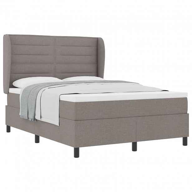 vidaXL Postel s boxspringem s čelo Taupe 140 x 200 cm textil