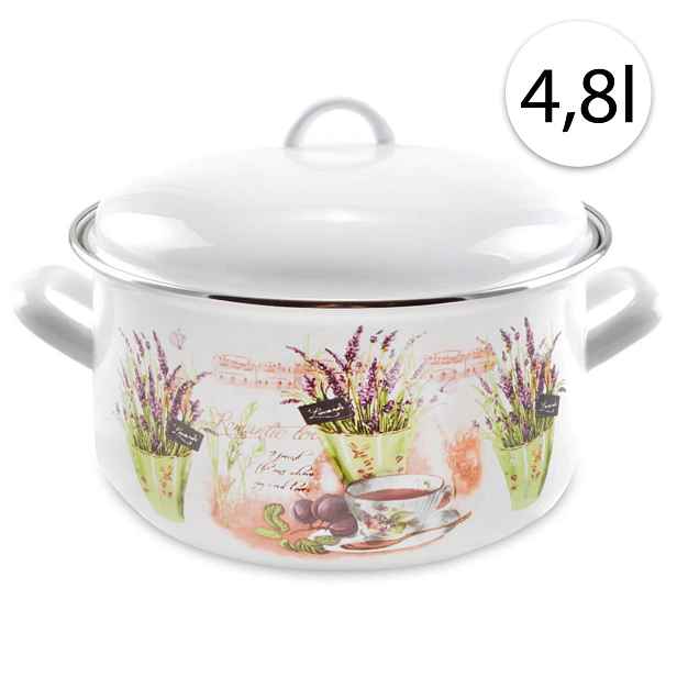 Perfect Home 13469 Smaltovaný hrnec 22cm, 4,8l + poklice, levandule