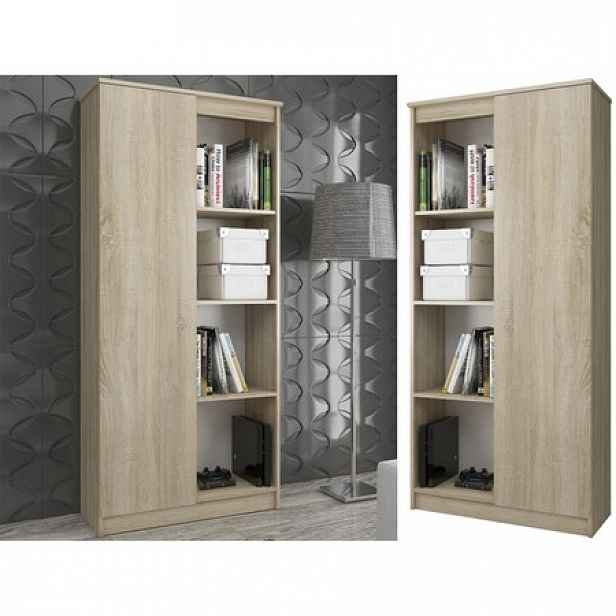Knihovna R 80cm 1 dvířka 4 poličky dub sonoma