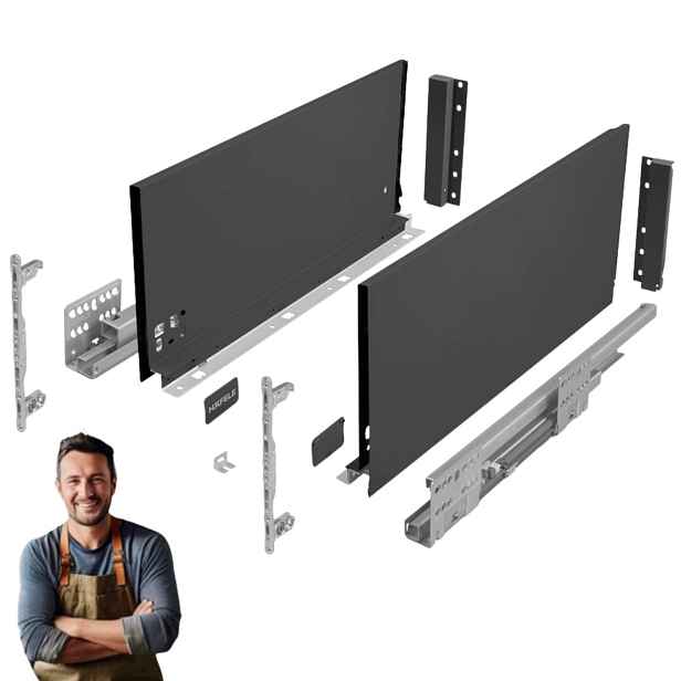 Šuplík Hafele Matrix Slim 450 mm H-199 35 kg 514.15.224 Tenká Antracit