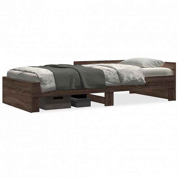 vidaXL Rám postele bez matrace hnědý dub 75 x 190 cm kompozitní dřevo
