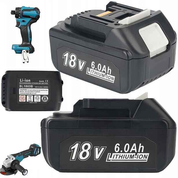 Akumulátor 18V 6000mAh 2ks Led Bms náhrada pro Makita Li-Ion šroubovák