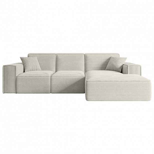 ALTDECOR ROHOVÁ SEDACÍ SOUPRAVA s otomanem vpravo SERRA-L – 266 x 169 x 80 cm, krémový manšestr