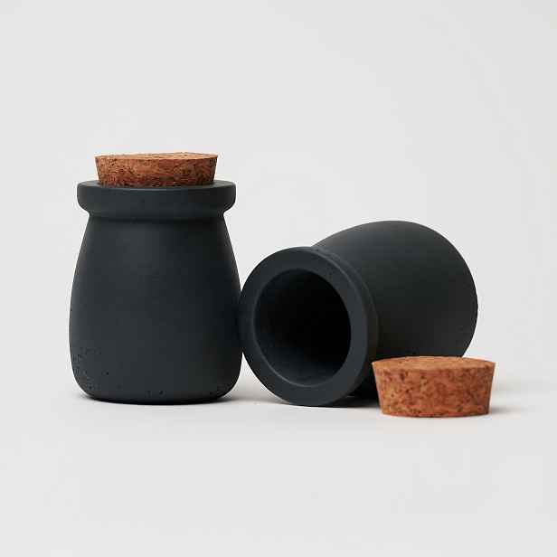 ODLITO Betonová dóza – Nefertiti – grafit (černá) – 8 cm – 2ks