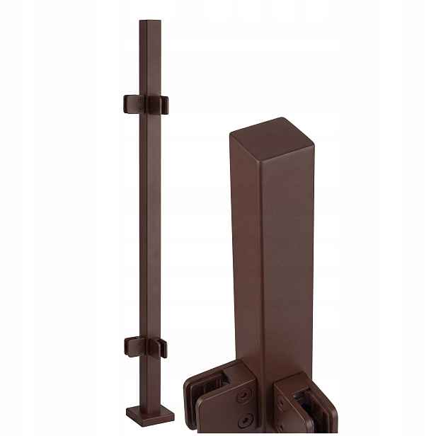 Rohový Sloupek 100 cm pro skleněné zábradlí Hnědý nerezový 40x40 mm
