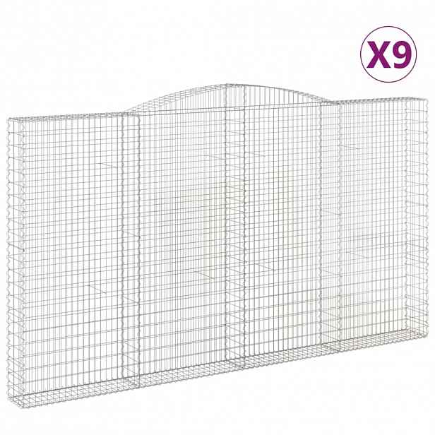 vidaXL Klenuté gabionové koše 9 ks 400x30x220/240cm pozinkované železo