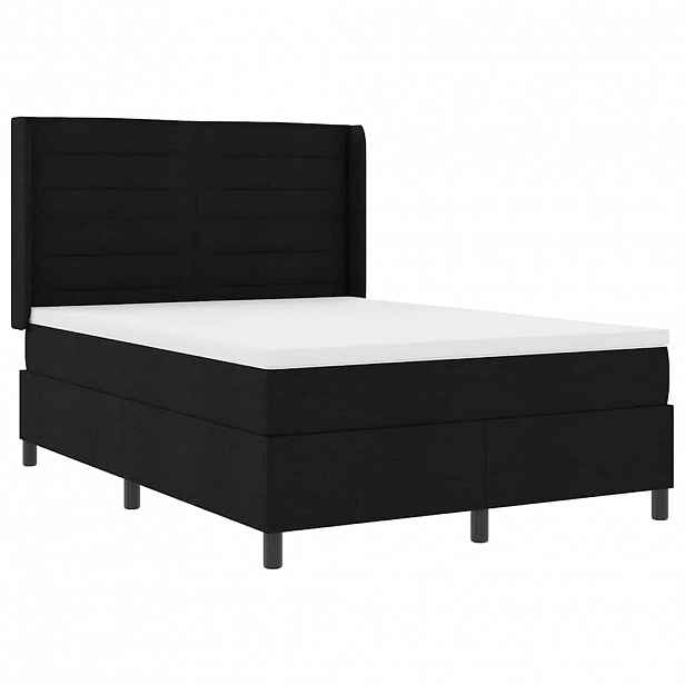 vidaXL LED box pružinová postel s matrací Černá 140 x 190 cm textil